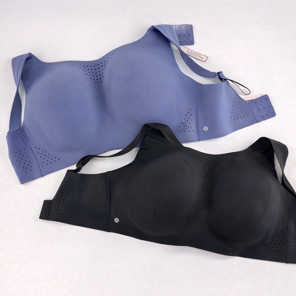 Victoria's Secret Knockout Maximum Support Sport Bra 38DD Lot of 2 Black Purple